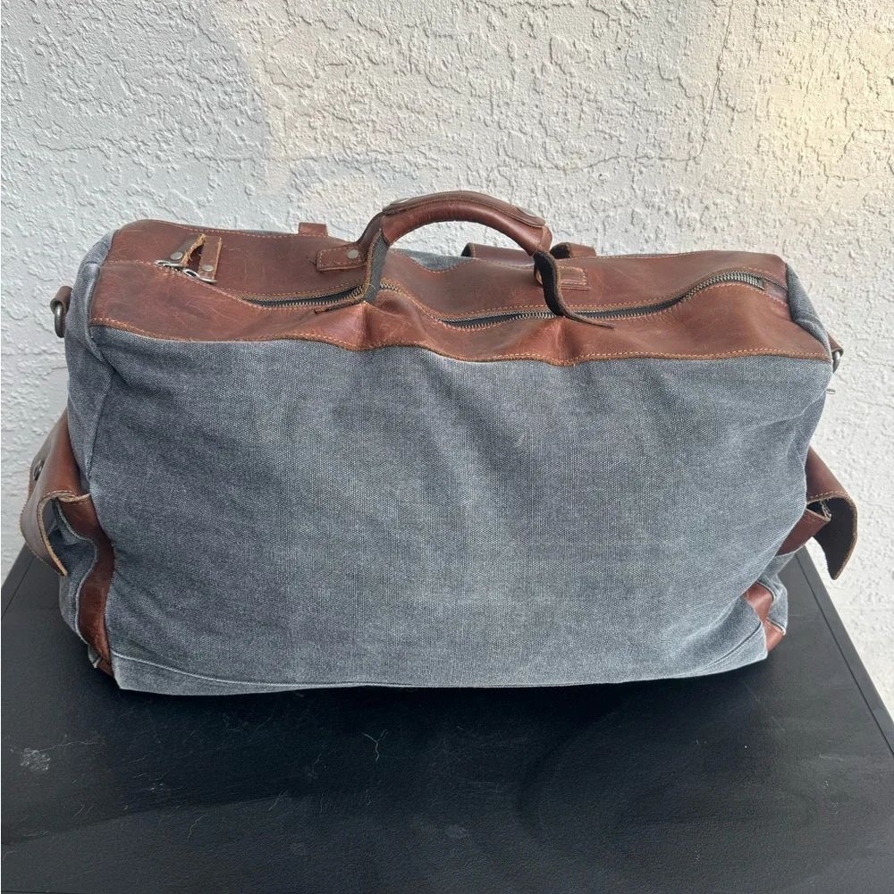 Leather Canvas Weekender Duffle Bag 🔥